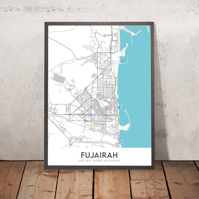 Modern City Map of Fujairah, UAE: Forts, Museums, Coastline