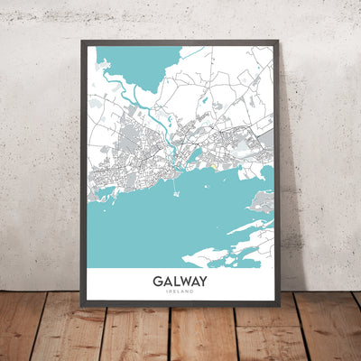 Mapa moderno de la ciudad de Galway, Irlanda: centro de la ciudad, West End, Salthill, Catedral de Galway, N6