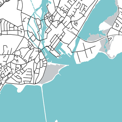 Moderner Stadtplan von Galway, Irland: Stadtzentrum, West End, Salthill, Galway Cathedral, N6