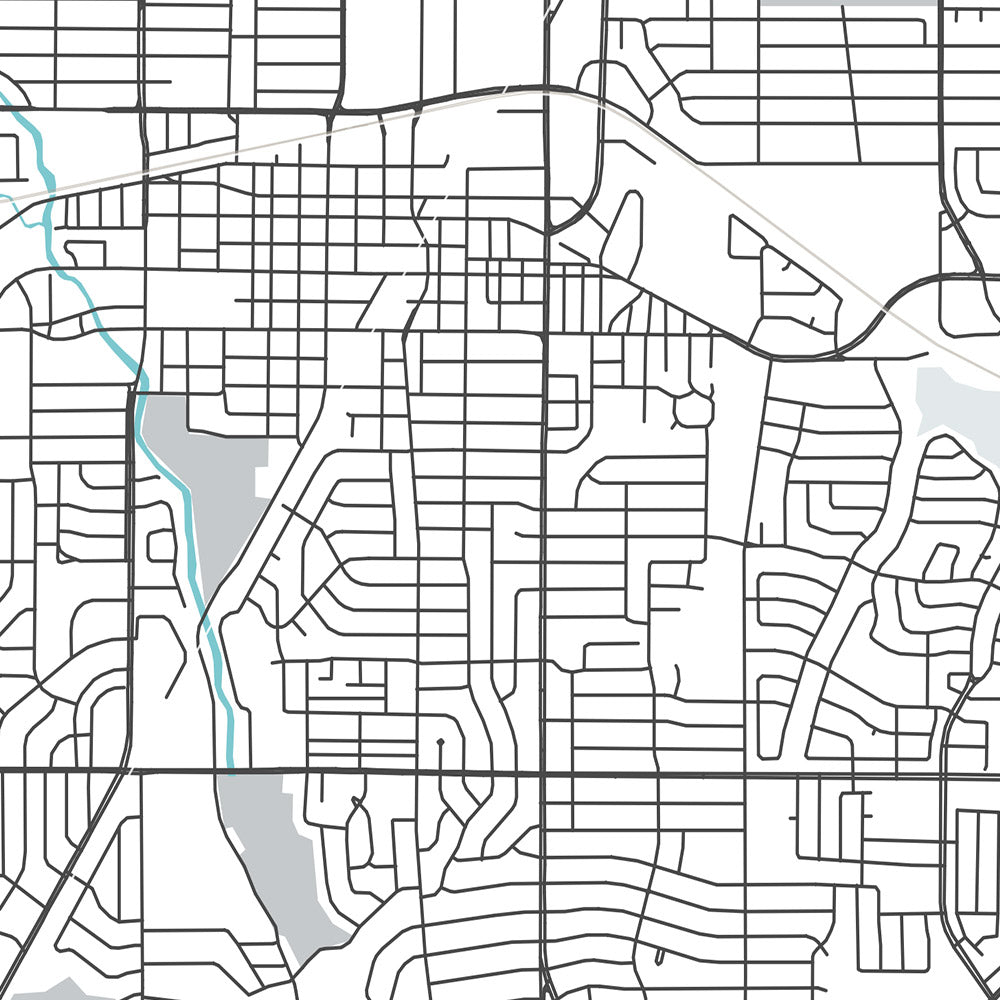 Moderner Stadtplan von Garland, TX: Buckingham, Duck Creek, Firewheel, Granville Arts District, Lake Highlands