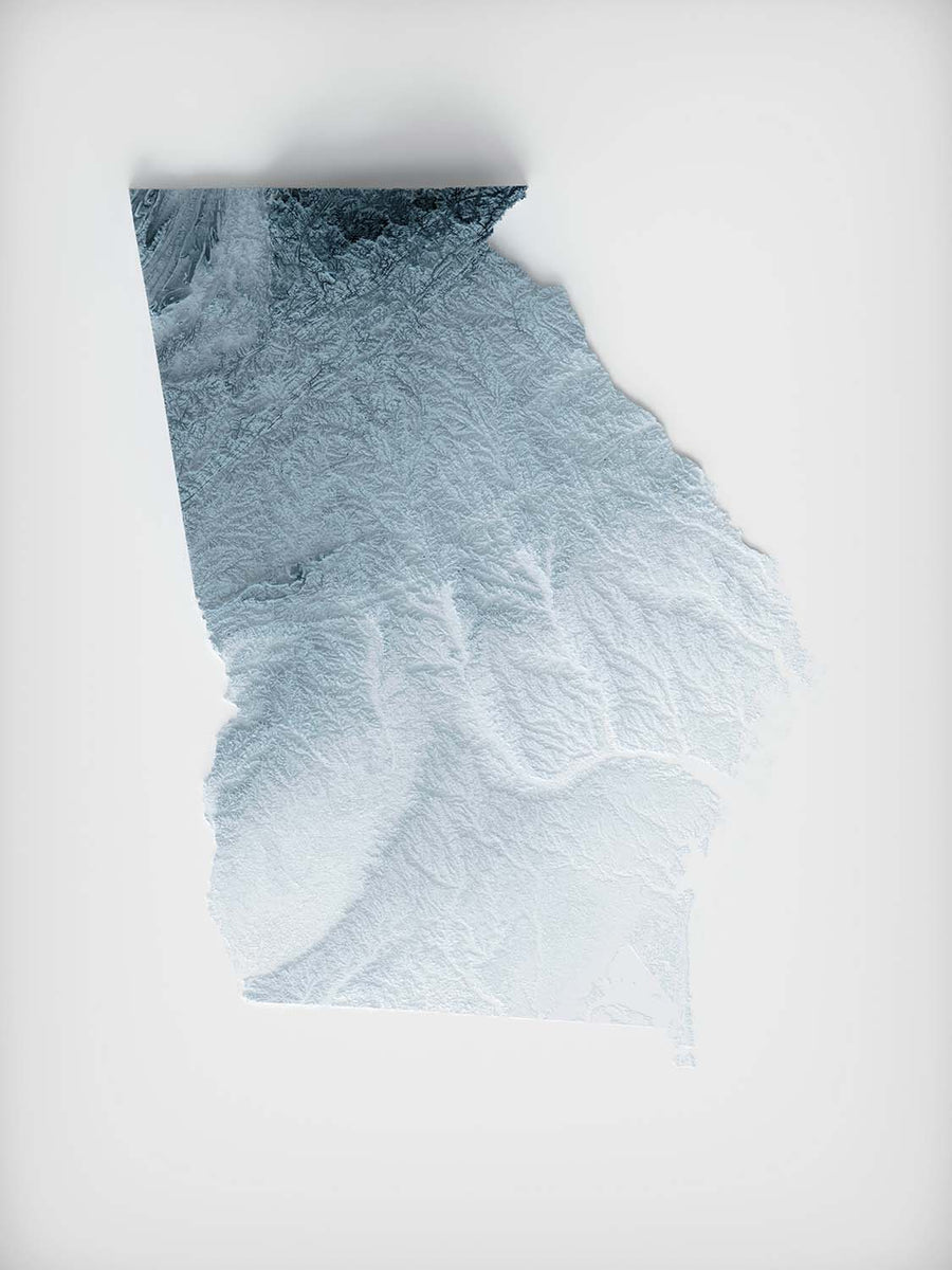 Mappa topografica 3D in rilievo della Georgia 