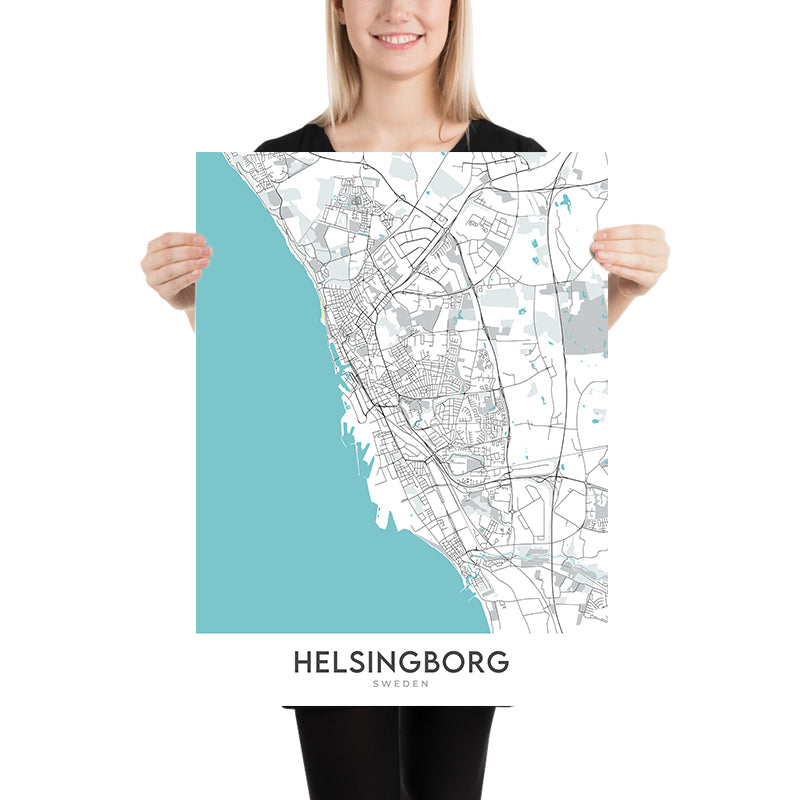Helsingborg Map Modern City Map of Helsingborg, Sweden: Centrum, Ramlösa, Helsingborg ...