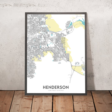 Mappa della città moderna di Henderson, NV: Anthem, Boulder City, Green Valley, Lake Las Vegas, Sunset Rd 