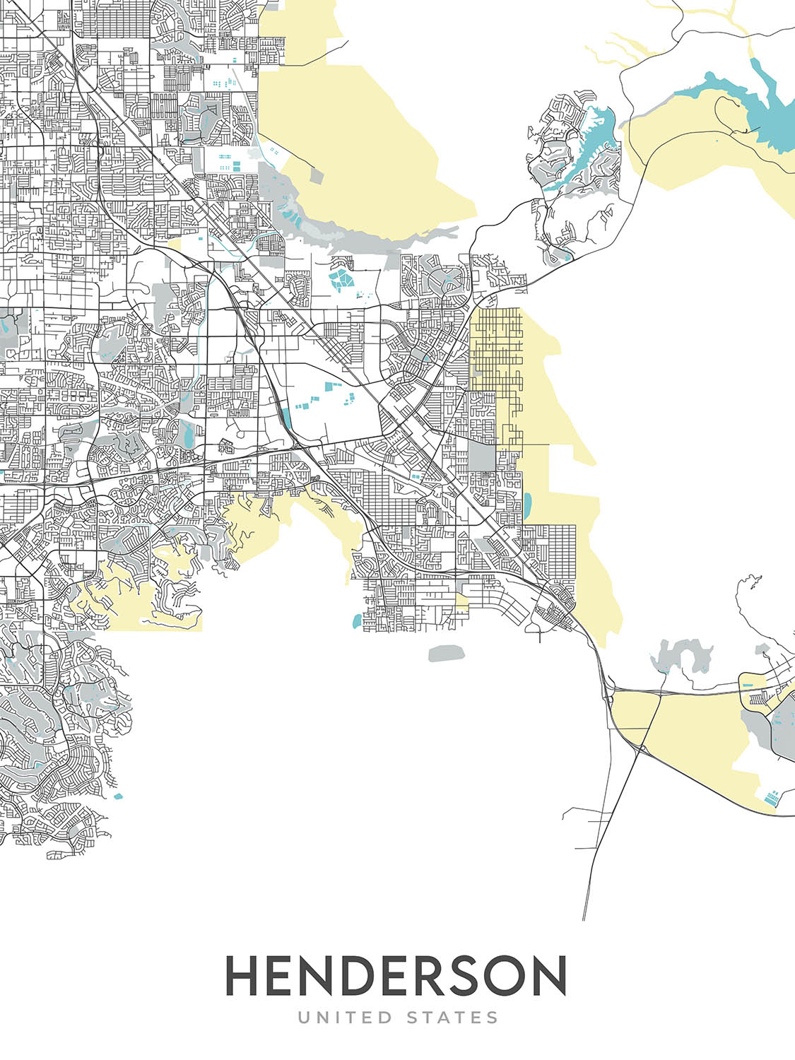 Modern City Map of Henderson, NV: Anthem, Boulder City, Green Valley, Lake Las Vegas, Sunset Rd