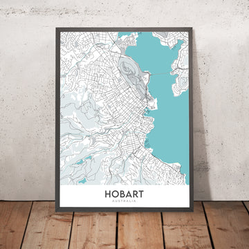 Modern City Map of Hobart, Australia: Sandy Bay, Battery Point, St. David&