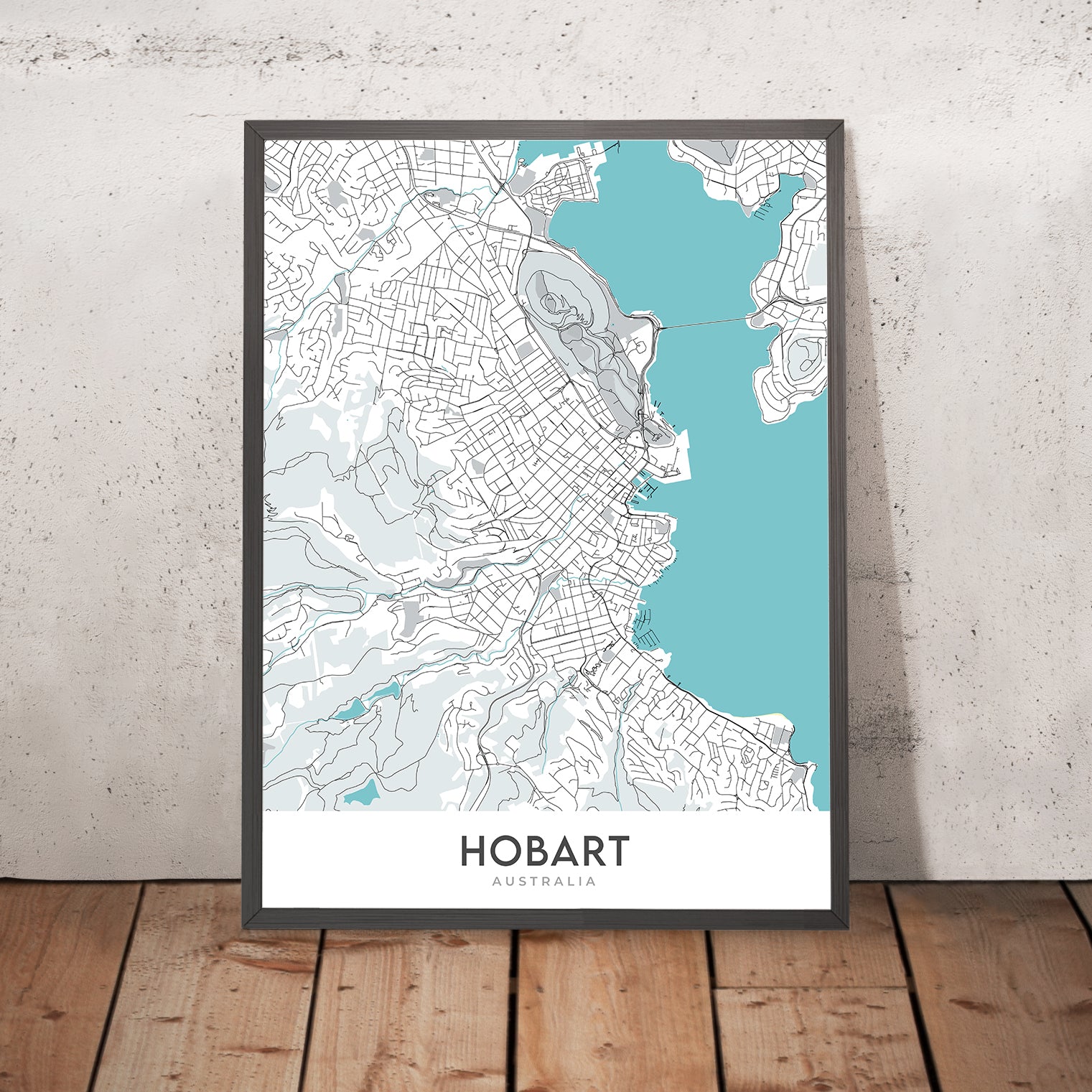 Horbert Map Modern City Map of Hobart, Australia: Sandy Bay, Battery Point, St. Da ...