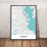 Moderne Stadtkarte von Hobart, Australien: Sandy Bay, Battery Point, St. David's Cathedral, Tasmanian Museum, Hobart Cenotaph 