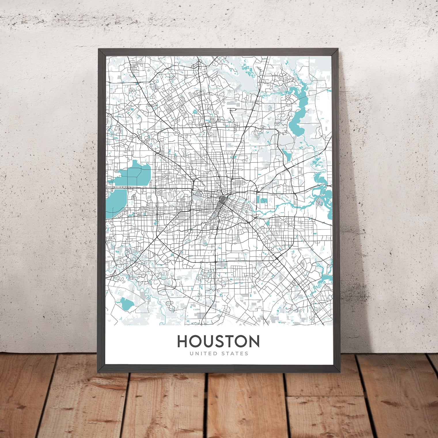 Modern City Map of Houston, TX: Downtown, Minute Maid Park, The Galler ...