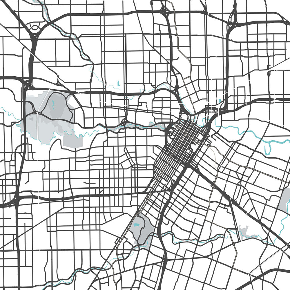 Plan de la ville moderne de Houston, Texas : centre-ville, Minute Maid Park, The Galleria, I-10, I-45