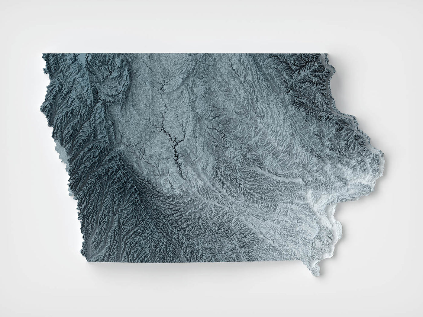 Iowa Topografische 3D Reliefkarte 