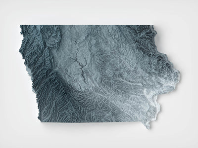 Iowa Topografische 3D Reliefkarte 