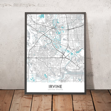 Mappa della città moderna di Irvine, CA: Irvine, Northwood, Woodbridge, Quail Hill, Turtle Rock 