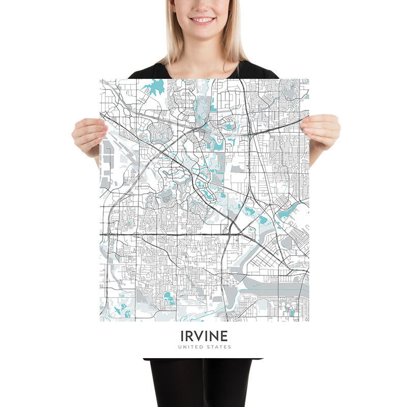 Plan de la ville moderne d'Irvine, Californie : Irvine, Northwood, Woodbridge, Quail Hill, Turtle Rock