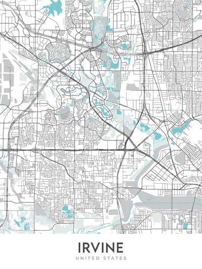 Moderner Stadtplan von Irvine, Kalifornien: Irvine, Northwood, Woodbridge, Quail Hill, Turtle Rock