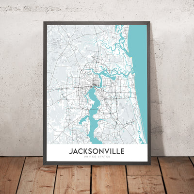 Modern City Map of Jacksonville, FL: Riverside, Springfield, San Marco, I-95, I-295