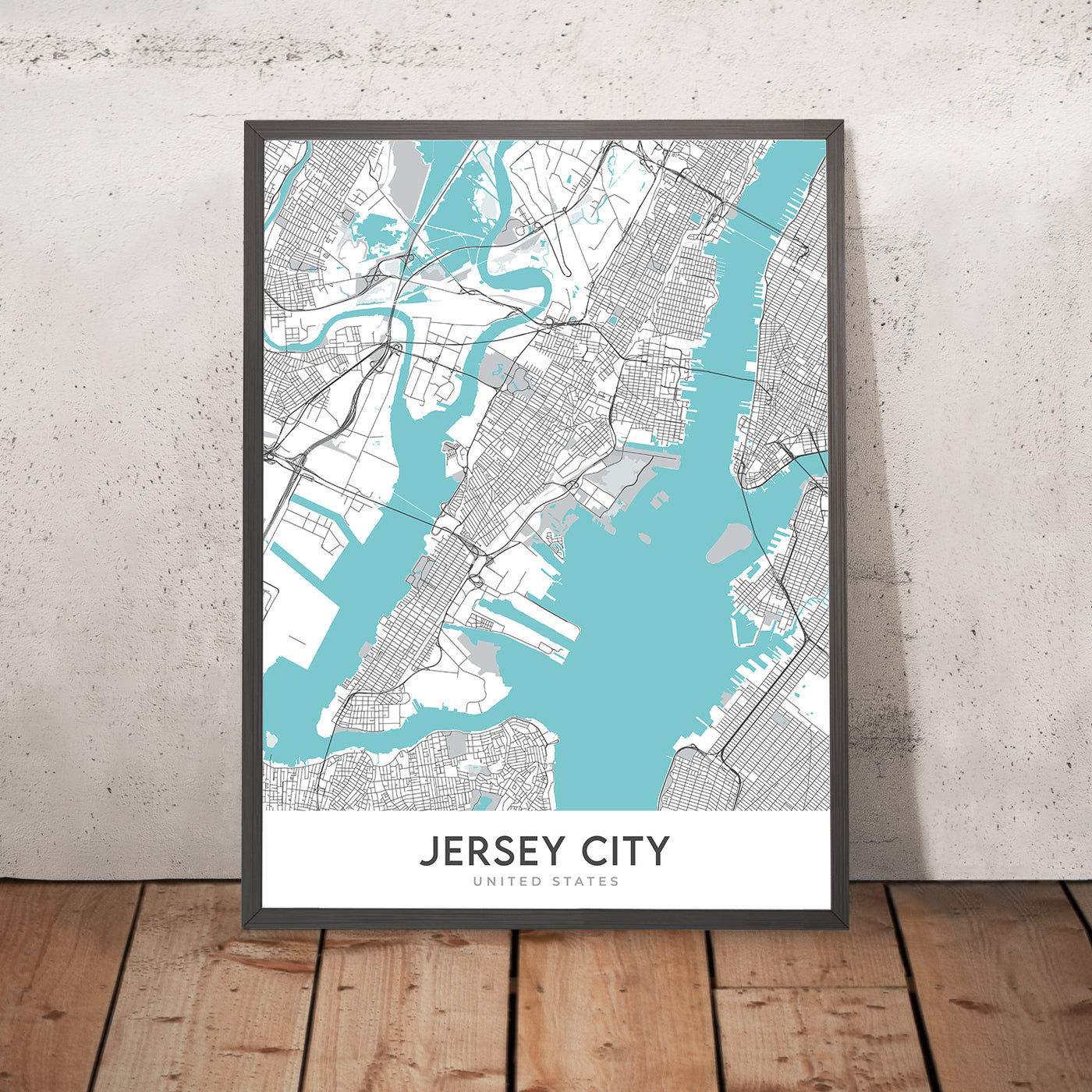 Modern City Map of Jersey City, NJ: Bergen-Lafayette, Liberty State Park, Statue of Liberty, Journal Square, Exchange Place