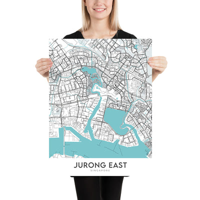 Moderner Stadtplan von Jurong East, Singapur: JCube, IMM, Chinesischer Garten, Jurong Lake Gardens, Ng Teng Fong Hospital