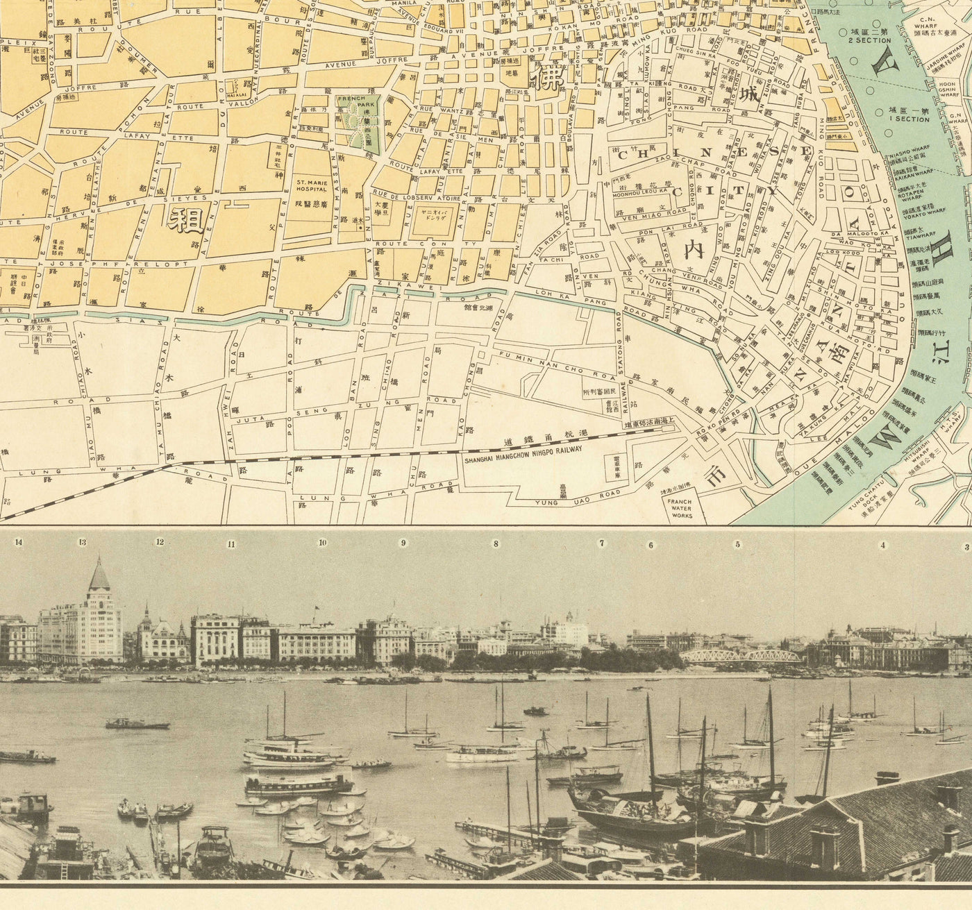 Old Map Of Shanghai In 1935 By Osaka Daily News Huangpu River Yangp old-map-of-shanghai-in-1935-by-osaka-daily-news-huangpu-river-yangp