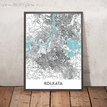 Mappa della città moderna di Kolkata, India: Memoriale di Vittoria, Tempio di Kalighat, Park St, Ballygunge, Alipore 