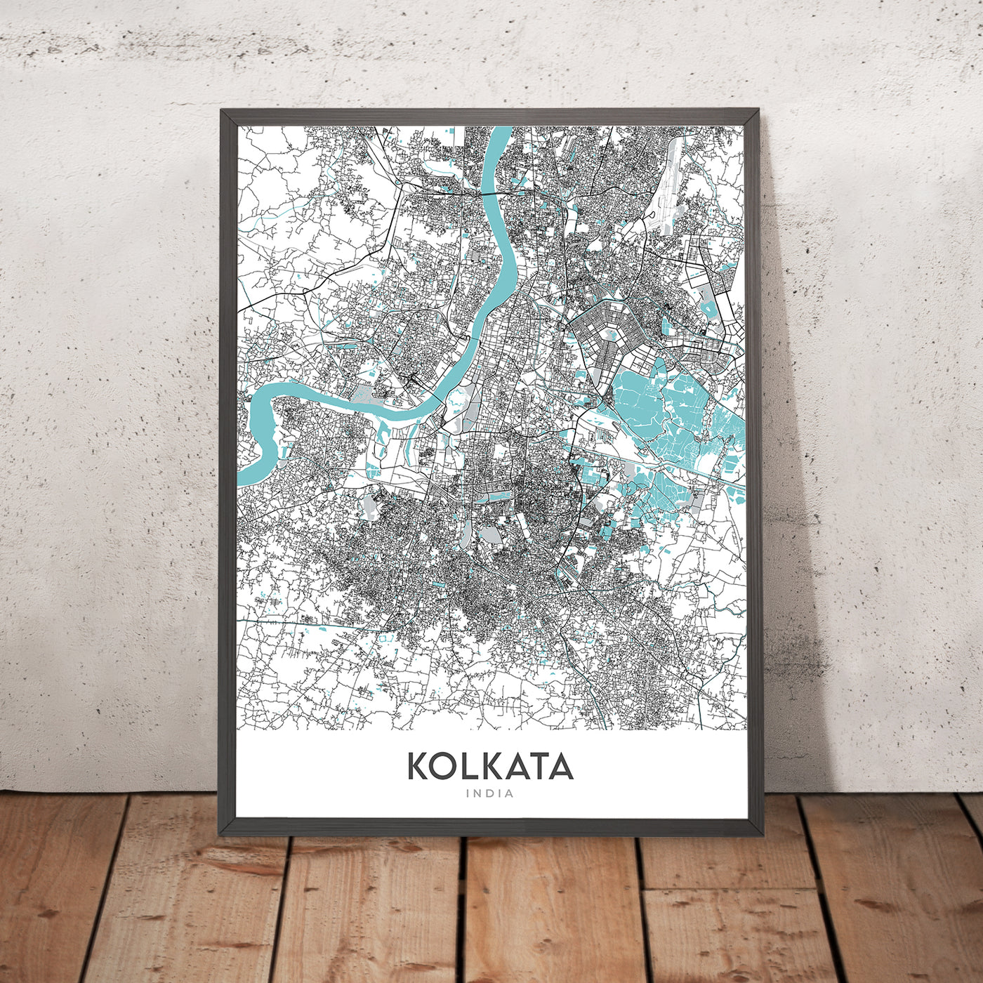 Moderner Stadtplan von Kalkutta, Indien: Victoria Memorial, Kalighat-Tempel, Park St, Ballygunge, Alipore