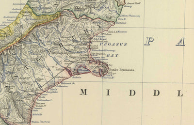 Alte Karte von Neuseeland im Jahr 1879 von AK Johnston - Auckland, Christchurch, Wellington, Queenstown, Dunedin