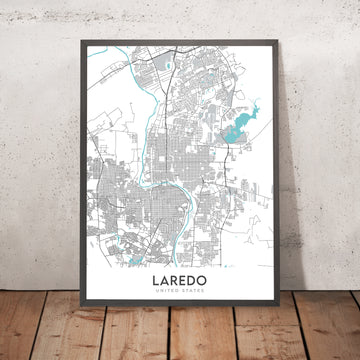 Mapa moderno de la ciudad de Laredo, TX: Chacón, Hillside, Mines Rd, Loop 20, Fort McIntosh