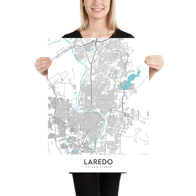 Mapa moderno de la ciudad de Laredo, TX: Chacón, Hillside, Mines Rd, Loop 20, Fort McIntosh
