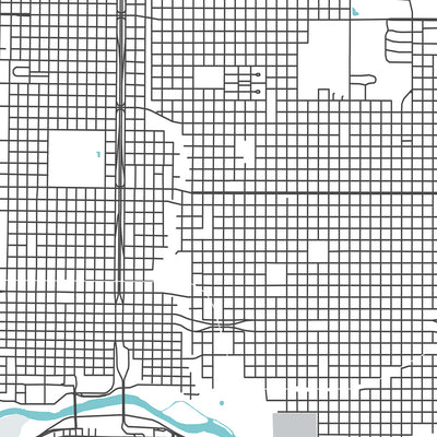 Modern City Map of Laredo, TX: Chacon, Hillside, Mines Rd, Loop 20, Fort McIntosh