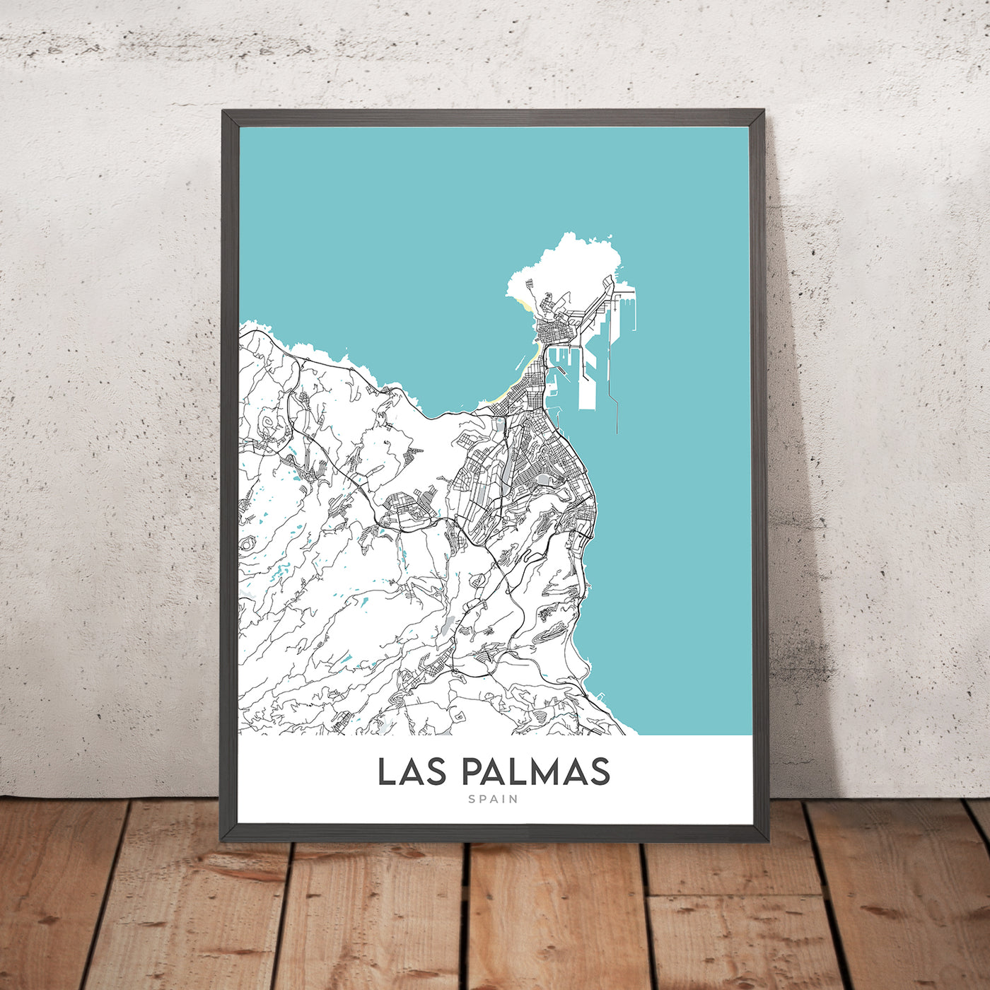 Mapa moderno de la ciudad de Las Palmas, España: Vegueta, Triana, Ciudad Jardín, Catedral de Santa Ana, Playa de Las Canteras