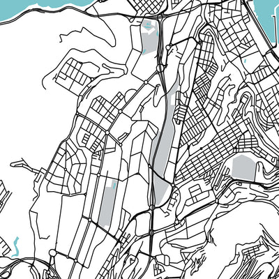Mapa moderno de la ciudad de Las Palmas, España: Vegueta, Triana, Ciudad Jardín, Catedral de Santa Ana, Playa de Las Canteras