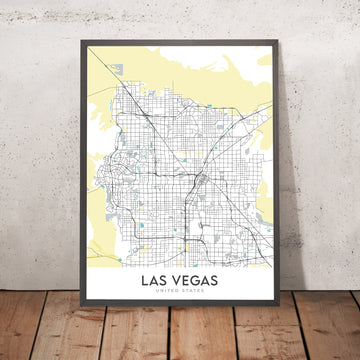 Modern City Map of Las Vegas, NV: Strip, Downtown, Red Rock Canyon, Fremont St.