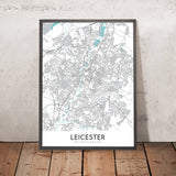 Modern City Map of Leicester, UK: City Centre, University, Cathedral, Castle, Space Centre