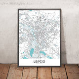Modern City Map of Leipzig, Germany: Zentrum, Leipzig Hauptbahnhof, Bundesautobahn 9, Leipzig University, St. Thomas Church