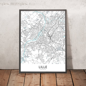 Mappa della città moderna di Lille, Francia: Vieux-Lille, Palais des Beaux-Arts, Grand Place, A25, N356 