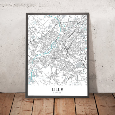 Mapa moderno de la ciudad de Lille, Francia: Vieux-Lille, Palais des Beaux-Arts, Grand Place, A25, N356