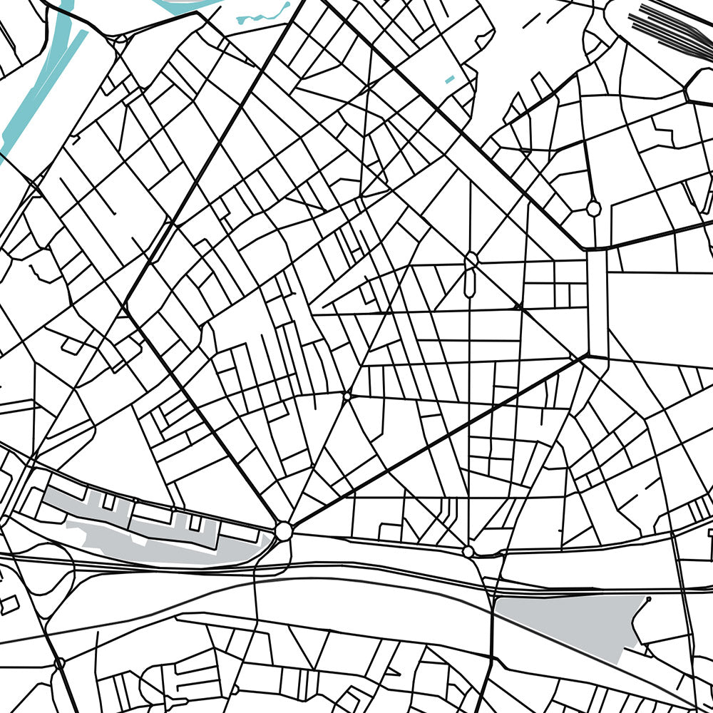 Modern City Map of Lille, France: Vieux-Lille, Palais des Beaux-Arts, Grand Place, A25, N356