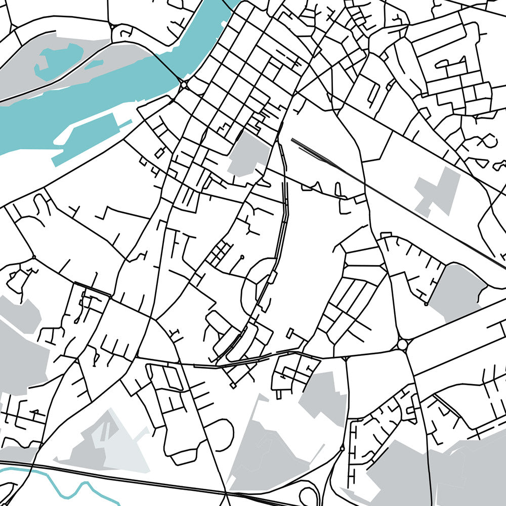 Simple Map Limerick Modern City Map of Limerick, Ireland: King John's Castle, Thomond Park ...