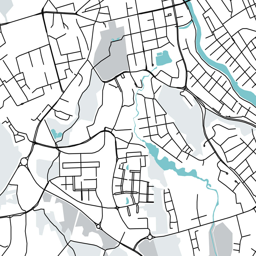 Modern City Map of Linköping, Sweden: Cathedral, Castle, University, E4, Stångebro