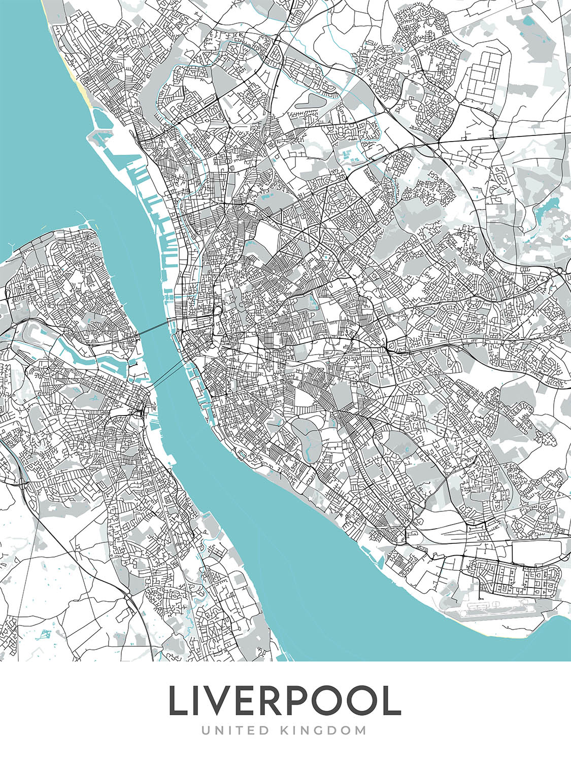 Modern City Map of Liverpool, UK: City Centre, St George's Hall, Tate ...