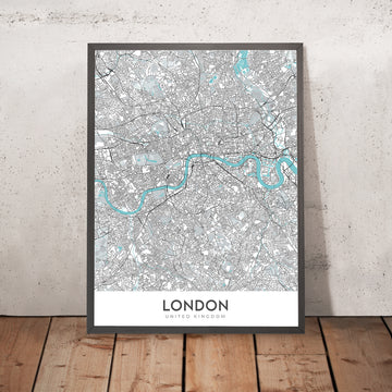 Mappa della città moderna di Londra, Regno Unito: Westminster, Buckingham Palace, Torre di Londra, fiume Tamigi, Cattedrale di San Paolo 