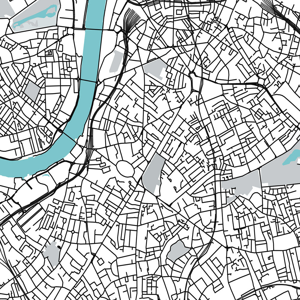 Modern City Map of London, UK: Westminster, Buckingham Palace, Tower of London, River Thames, St. Paul's Cathedral