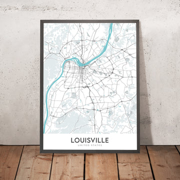 Mappa della città moderna di Louisville, KY: Centro, Old Louisville, Highlands, Centro Muhammad Ali, Churchill Downs 
