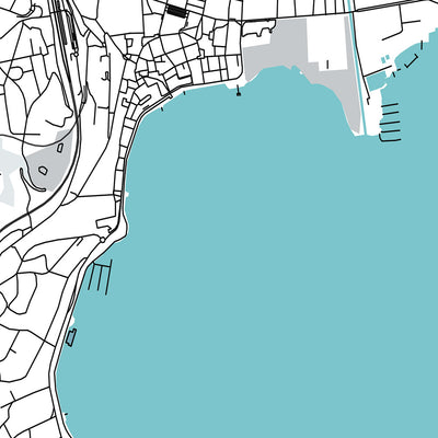 Plan de la ville moderne de Lugano, Suisse : lac de Lugano, Monte Brè, Monte San Salvatore, Swissminiatur, cathédrale de San Lorenzo