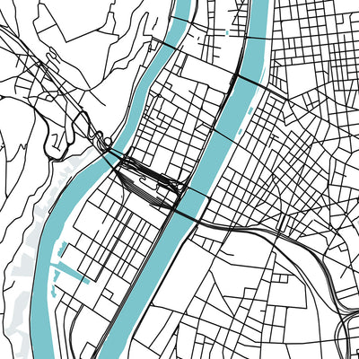 Moderner Stadtplan von Lyon, Frankreich: Croix-Rousse, Notre-Dame, Parc de la Tête d'Or, Presqu'île, Vieux Lyon
