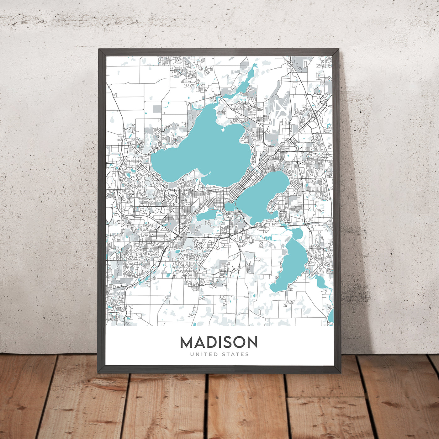 Mapa moderno de la ciudad de Madison, WI: UW-Madison, Capitol, State St, Olbrich Park, Henry Vilas Zoo