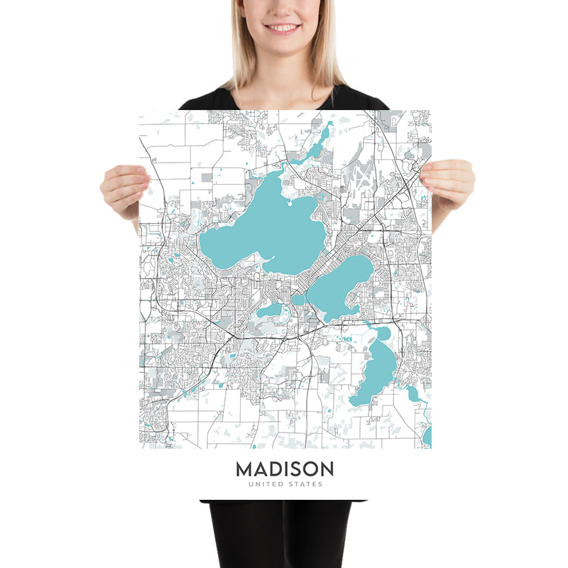 Moderner Stadtplan von Madison, WI: UW-Madison, Capitol, State St, Olbrich Park, Henry Vilas Zoo
