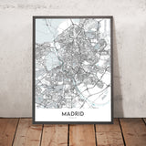 Modern City Map of Madrid, Spain: Royal Palace, Prado, Retiro, Gran Vía, Casa de Campo
