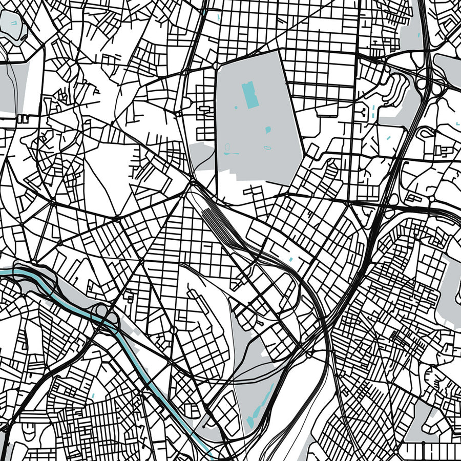 Mappa della città moderna di Madrid, Spagna: Palazzo Reale, Prado, Retiro, Gran Vía, Casa de Campo 