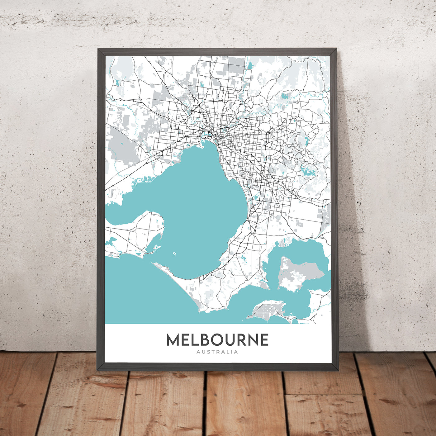 Plan de la ville moderne de Melbourne, Australie : MCG, GNV, Queen Victoria Market, South Melbourne Market, Prahran Market