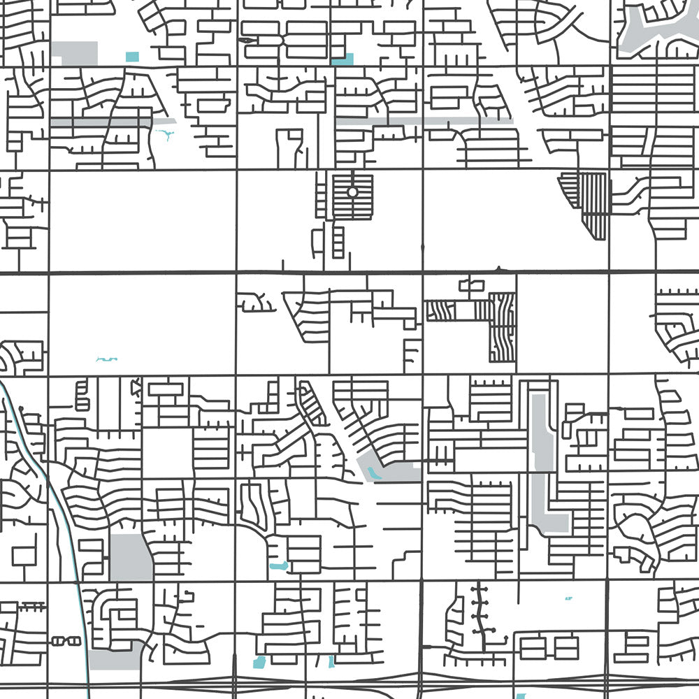 Plan de la ville moderne de Mesa, Arizona : centre-ville, ASU, Red Mountain, Superstition Mountains, Loop 101